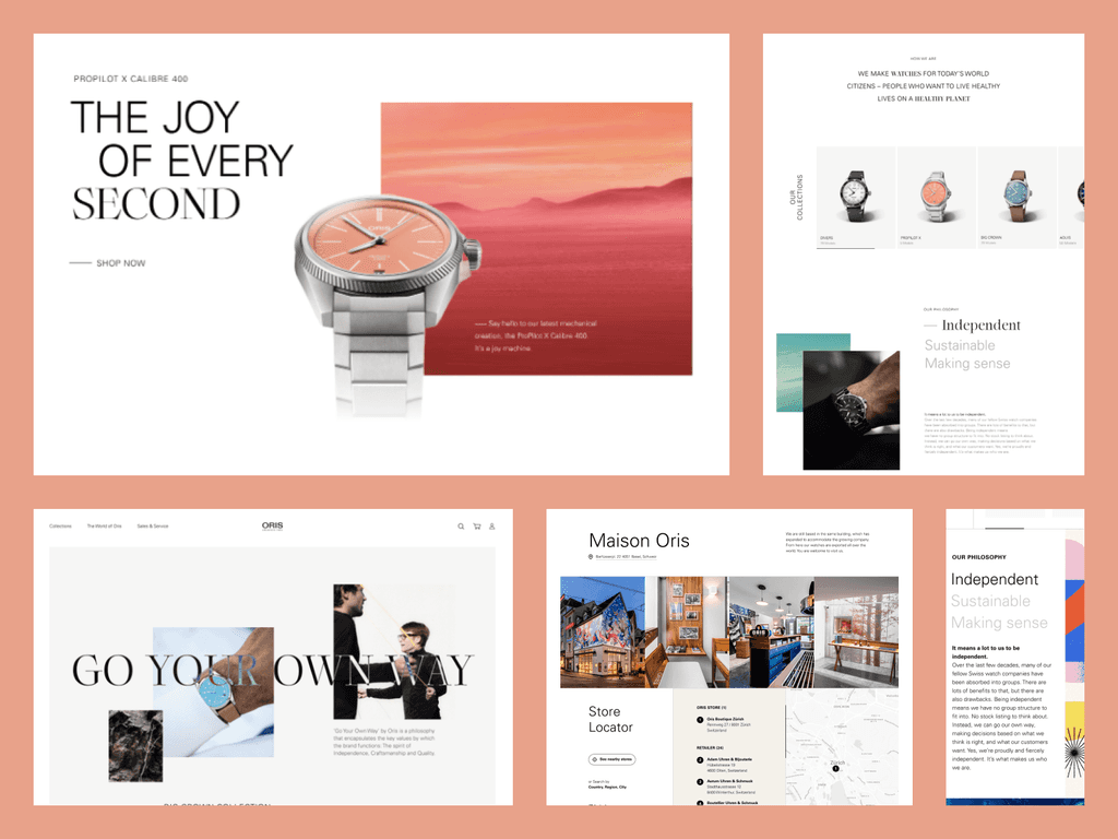 ORIS website concept screens.
